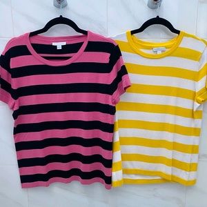 2 New York & Company striped sweater tees